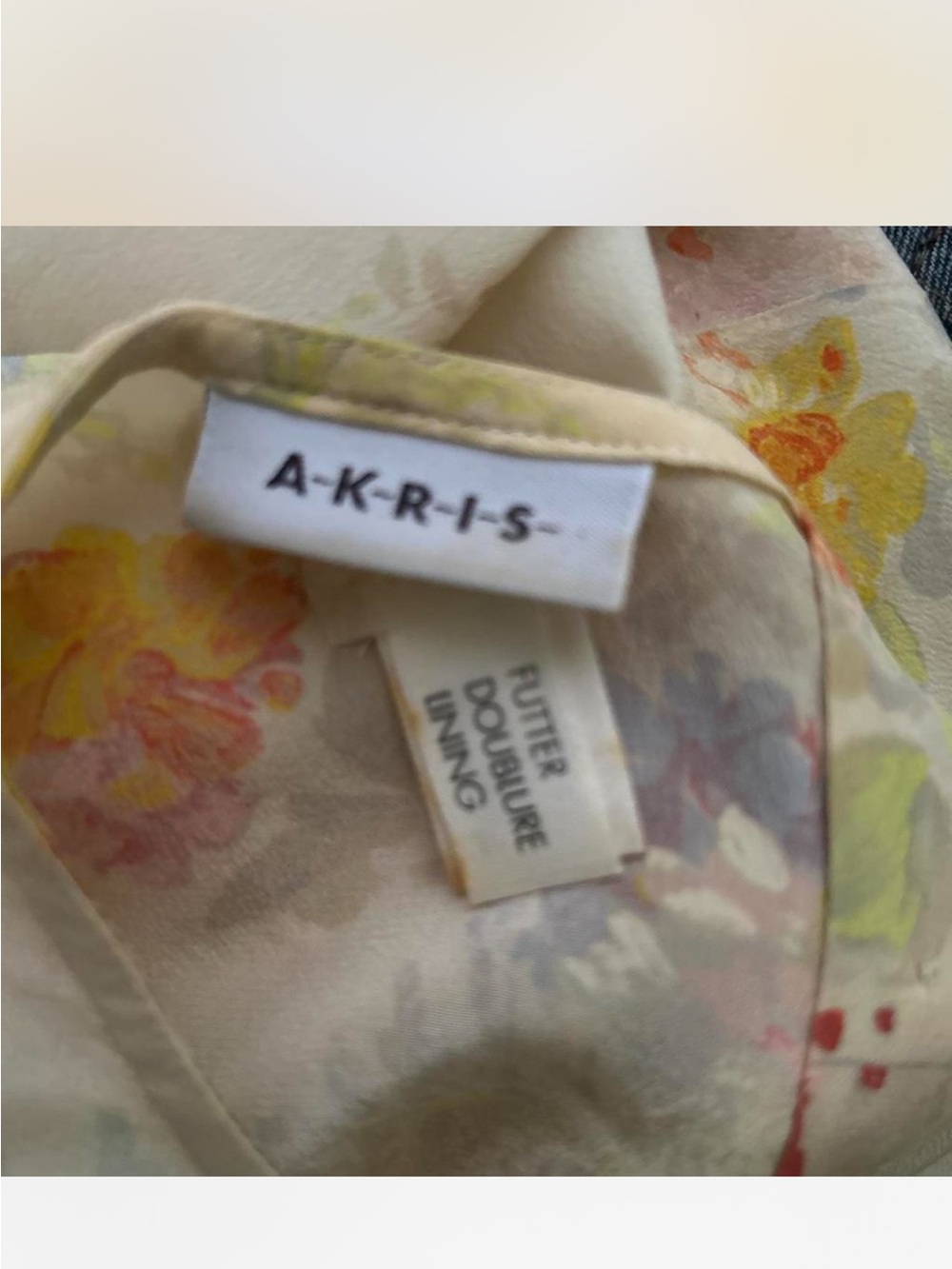 Akris Cream Silk Floral Blouse with Yellow and Pink Accents
